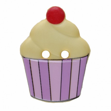 Kinderknopf Cupcake gelb/lila  20 mm  - Dill