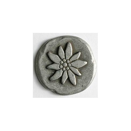 Metallknopf Edelweiss altsilber matt 20 mm  - Dill